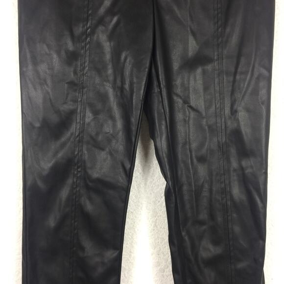 Jason Wu Black Vegan Leather Split Hem Trouser Pants Small - Picture 9 of 16